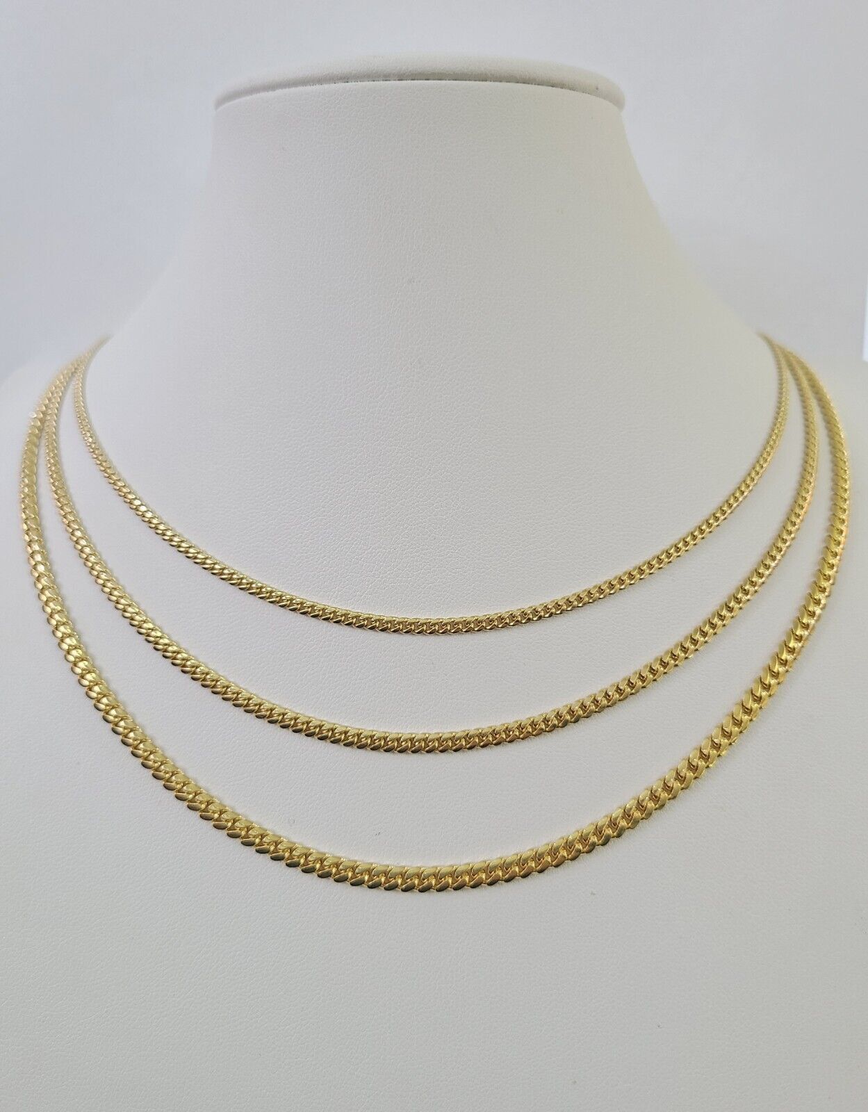 18k Solid Miami Cuban Chain Gold 2.5mm 3mm 4mm 18" 20" 22" 24" Inch Necklace - GoldenlinQ